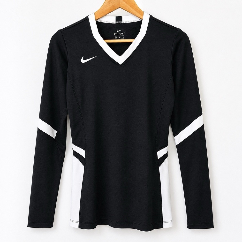 Nike Hyperace Dri-FIT Volleyball Jersey Long Sleeve Black White Medium